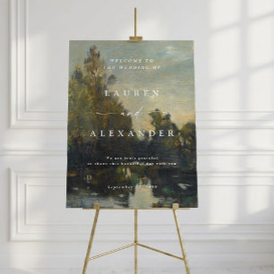 Kunstzinnige vintage-schilderkunst bruiloft welkom poster