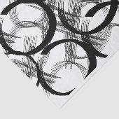 Kunstzwart wit grote donkere cirkel lijnstructuur tissuepapier (Detail)