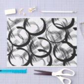 Kunstzwart wit grote donkere cirkel lijnstructuur tissuepapier (Craft)