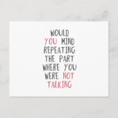 Kunt u het deel herhalen waar u bent geweest? briefkaart (Voorkant)