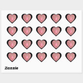 KUPID LACE HEART, roze rood zwart Hart Sticker (Vel)