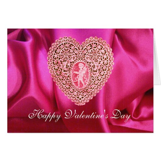 KUPID LACE HEART SILK FUCHSIA CLOTH, Pink Red (Voorkant Horizontaal)