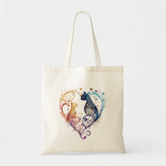 kuraudea een schattige kattenhartvormige Canvas ta Tote Bag