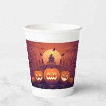 Kürbis Halloween Papbecher – Buntes Partygeschirr