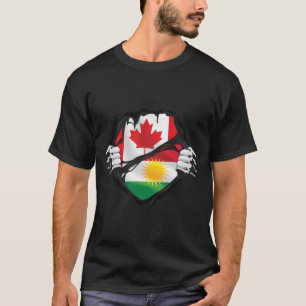 Kurdistan Canadian Hands Ripped Roots Flag T-shirt
