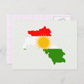 Kurdistan Flag Map, volledig formaat Briefkaart (Voorkant / Achterkant)