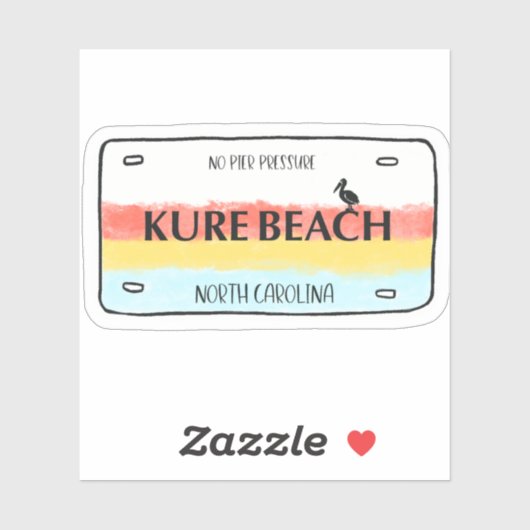 Kure Beach Licentie Bord Vinyl Sticker (Vel)