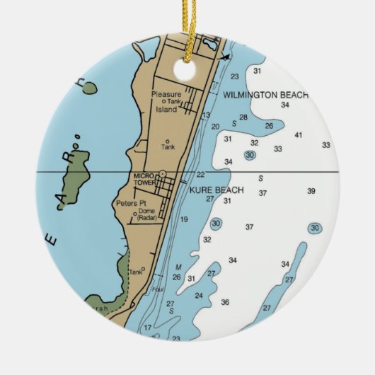Kure Beach NC Chart Keramisch Ornament (Voorkant)