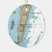 Kure Beach NC Chart Keramisch Ornament (Links)