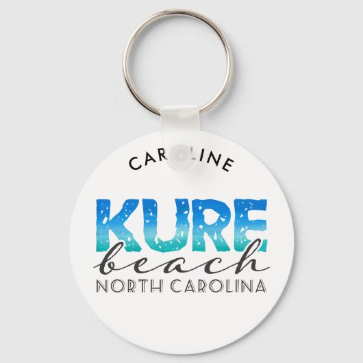 Kure Beach North Carolina Name Distered Sleutelhanger (Voorkant)