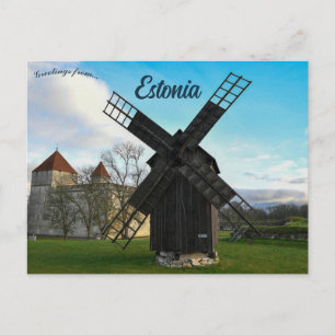 Kuressaare Windmolen en Kasteel Estland Briefkaart