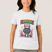 Kurious Manga Cat Tri-Blend Shirt (Voorkant)