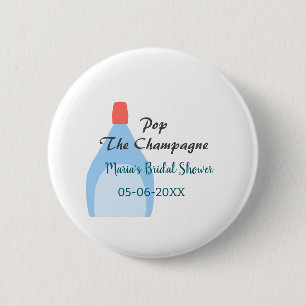 Kurk de Champagne blauwe bruidsdouche voeg naam da Ronde Button 5,7 Cm