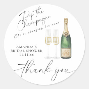 Kurk de champagne - dank je bruidsfeest ronde sticker