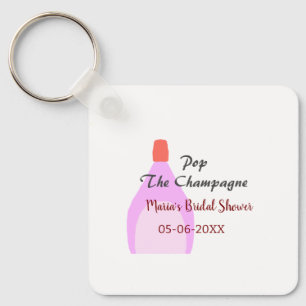 Kurk de Champagne roze bruidsdouche voeg naam datu Sleutelhanger