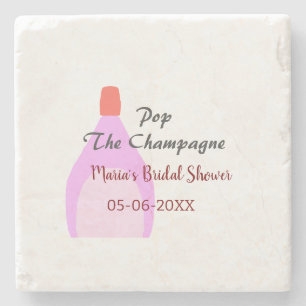 Kurk de champagne roze bruidsdouche voeg naam datu stenen onderzetter