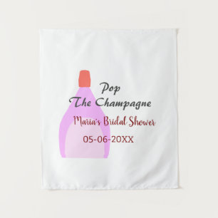 Kurk de champagne roze bruidsdouche voeg naam datu wandkleed