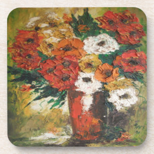 Kurk Onderzetter Ann Hayes Red Flowers gemengd
