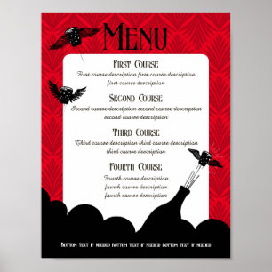 Kurken van voedselwijn art deco chef catering menu poster