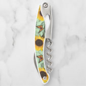 Kurkentrekker Fles Open Sunflower Butterfly Floral (Achterkant)