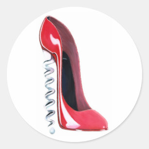 Kurkentrekker Heel Red Stiletto Schoenkunst Ronde Sticker