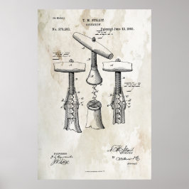 Kurkentrekker Patent Print 1883 Poster