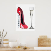 Kurkentrekker Stiletto Shoe en Champagne Flute Pri Poster (Keuken)