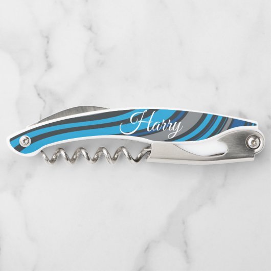 Kurkentrekkers flesje opener blauw zwart (Achterkant)