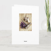 Kurkt, druiven en kurketrekker op hout bedankkaart (Achterkant)