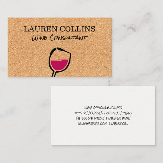 kurktextuur | Wine Glass Visitekaartje (Voorkant / Achterkant)
