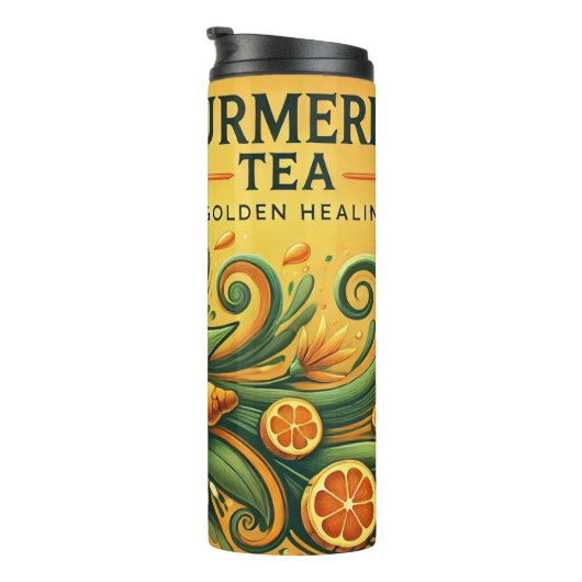 Kurkuma Tea Design AI-kunst Thermosbeker (Geroteerd rechts)