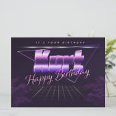 Kurt Nom Prénom lila retro Carte Anniversaire (Debout devant)