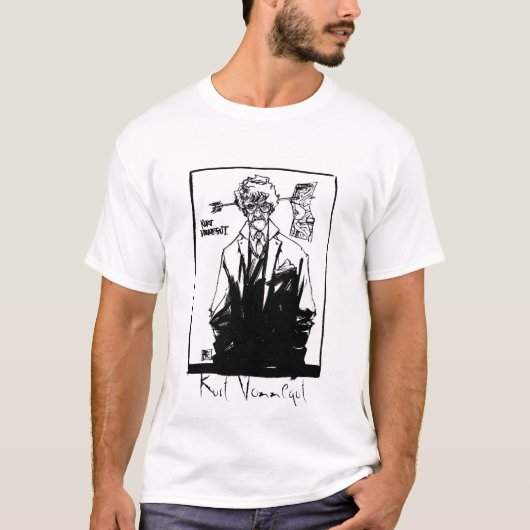 Kurt Vonnegut zwart-wit T-shirt (Voorkant)