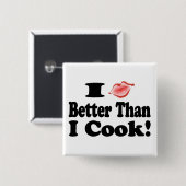 Kus beter dan koken vierkante button 5,1 cm (Voorkant /achterkant)
