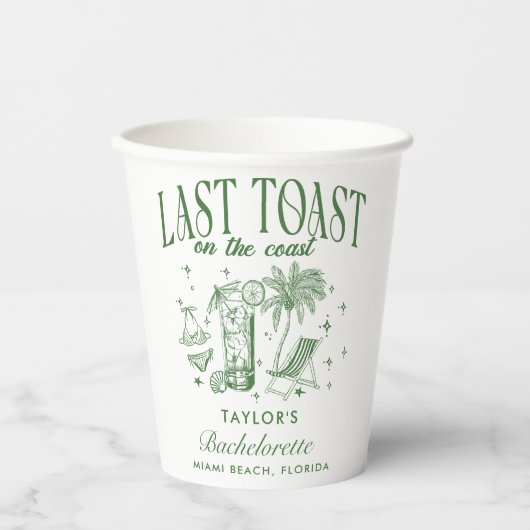 Kus Bruidsmeisje Modern Cocktailfeest Groen Papieren Bekers (Voorkant)