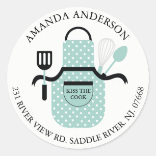 Kus de Cook Apron Kitchen-adreskaartensticker Ronde Sticker