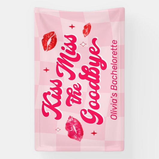 Kus de juffrouw gedag vrijgezellen uitnodiging spandoek (Verticaal)