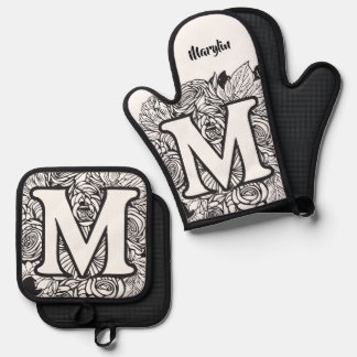 Kus De Kok Eten Chef Keuken BBQ Bakker Monogram Ovenwant & Pannenlap Set