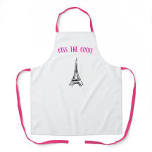 Kus de kok Paris schort roze en zwart valentijn