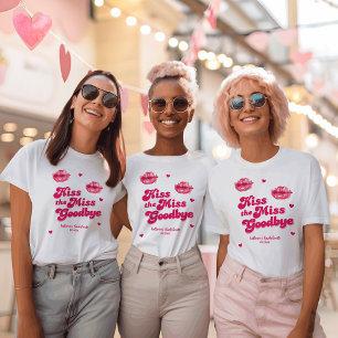 Kus de miss afscheid vrijgezel bruidsmeisje t-shirt