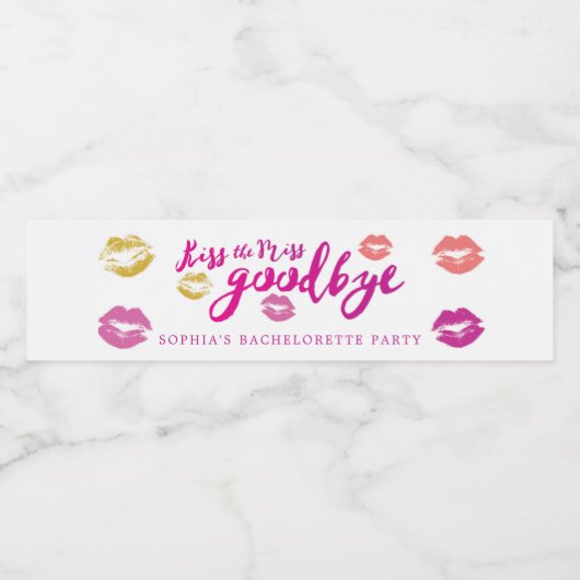 Kus de Miss Bachelorette waterflesetiketten Waterfles Etiket (Enkel label)