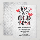 Kus de Oude Persoon! Birthday Party Invitation Kaart (Voorkant / Achterkant)