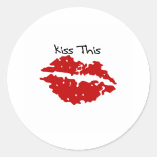 Kus deze rode lippen ronde sticker