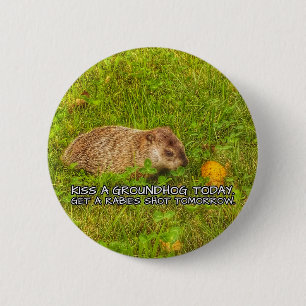 Kus een grondhog vandaag. Haal een hondsdolheid-kn Ronde Button 5,7 Cm