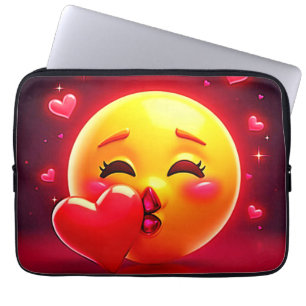 Kus-emoji: Liefde en Hartjes Kunst Laptop Sleeve
