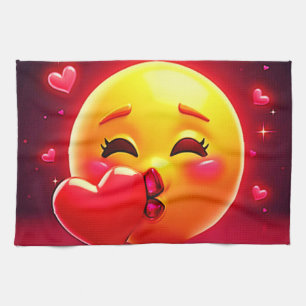 Kus-emoji: Liefde en Hartjes Kunst Theedoek