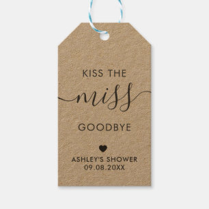 Kus het Miss Goodbye Vrijgezellenfeest Label, Kraf Cadeaulabel