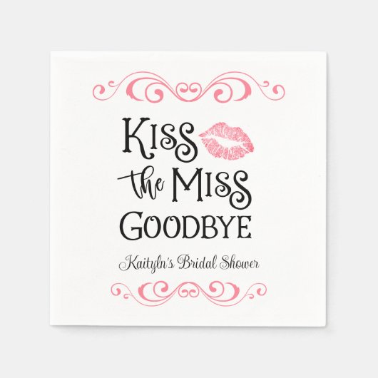Kus het Miss Goodbye Vrijgezellenfeest Servet (Voorkant)