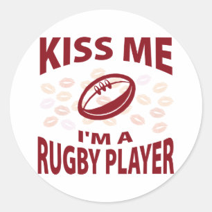 Kus, ik ben een Rugby-speler Ronde Sticker