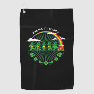 Kus Ik ben Grateful Leprechauns Rainbow St Patric Golfhanddoek